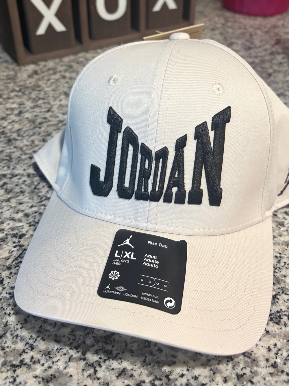 Jordan White Hat with Black Embroidered Logo